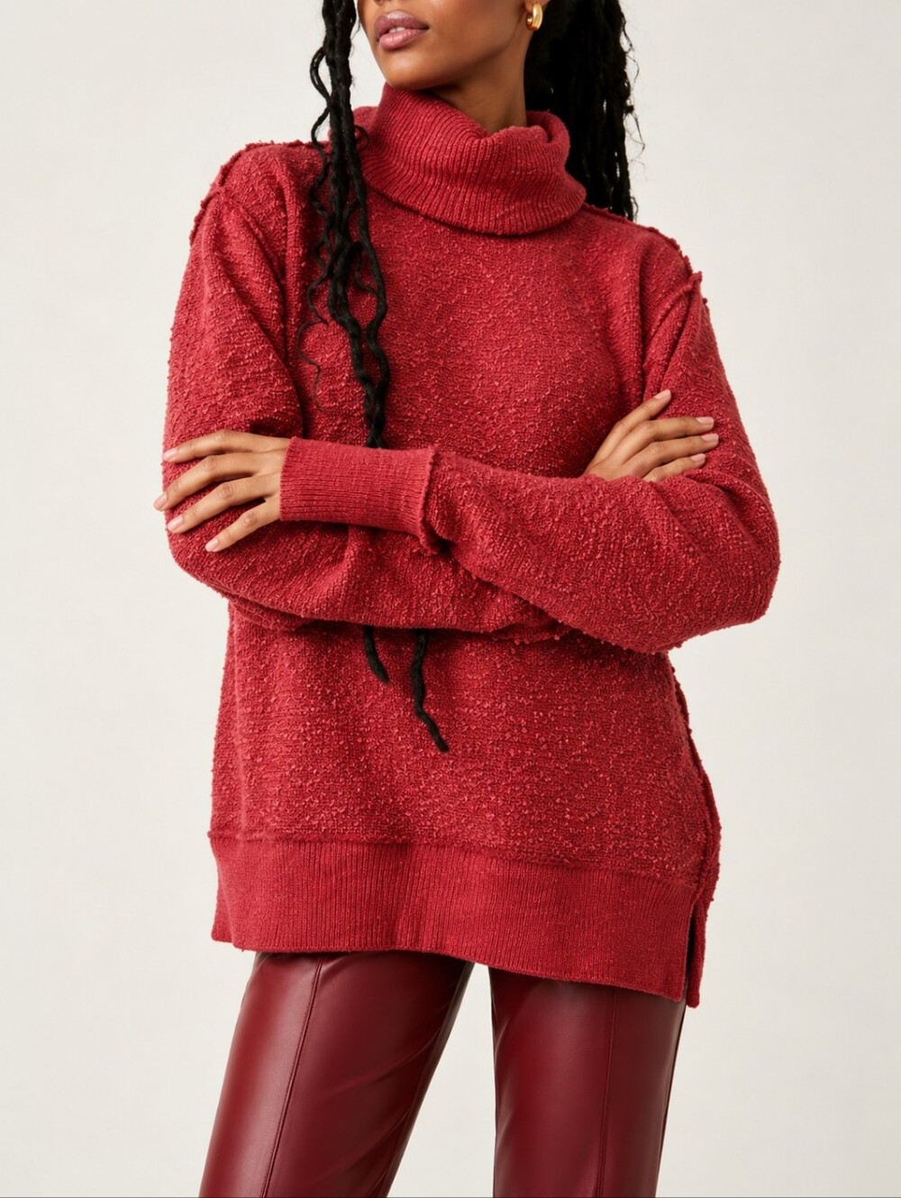 Free People Tommy Turtleneck /Blended Berry Size Medium NEW
